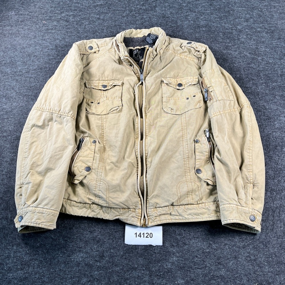 Genuine PX Premium Xpression Military Jacket Men 2XL Tan Cotton Utility Full Zip